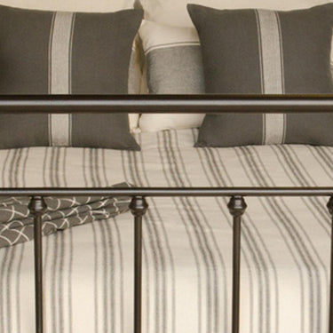Grain Sack Stripe Cream Pewter Queen Bed Cover CQ165065 - The Fox Decor
